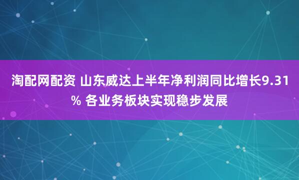 淘配网配资 山东威达上半年净利润同比增长9.31% 各业务板块实现稳步发展