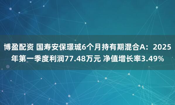 博盈配资 国寿安保璟珹6个月持有期混合A：2025年第一季度利润77.48万元 净值增长率3.49%